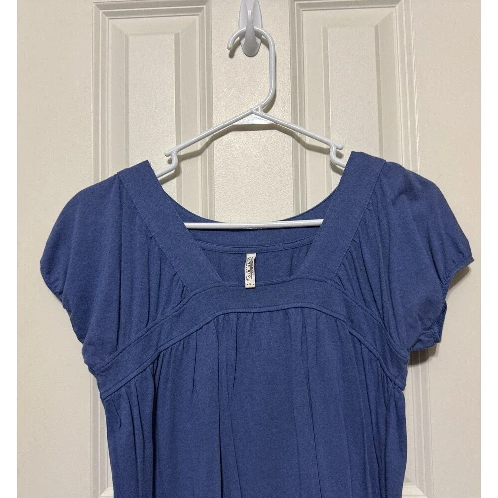 Old Navy Y2K Blue Babydoll Top Womens S Shrt Sleeve Square Neck Boho 2000s *read